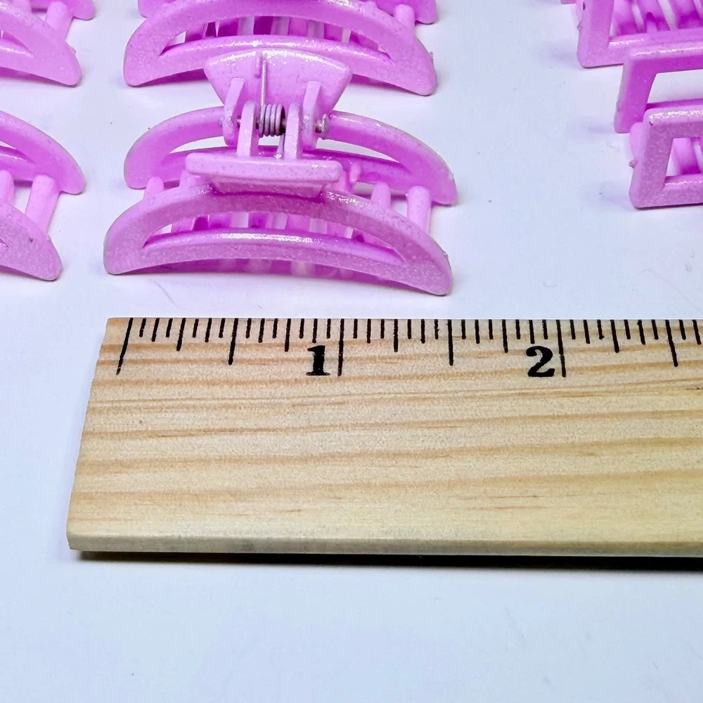 28pc Purple Pink Glitter Hair Claw Clips Set Small Rectangular Curved Y2K Style